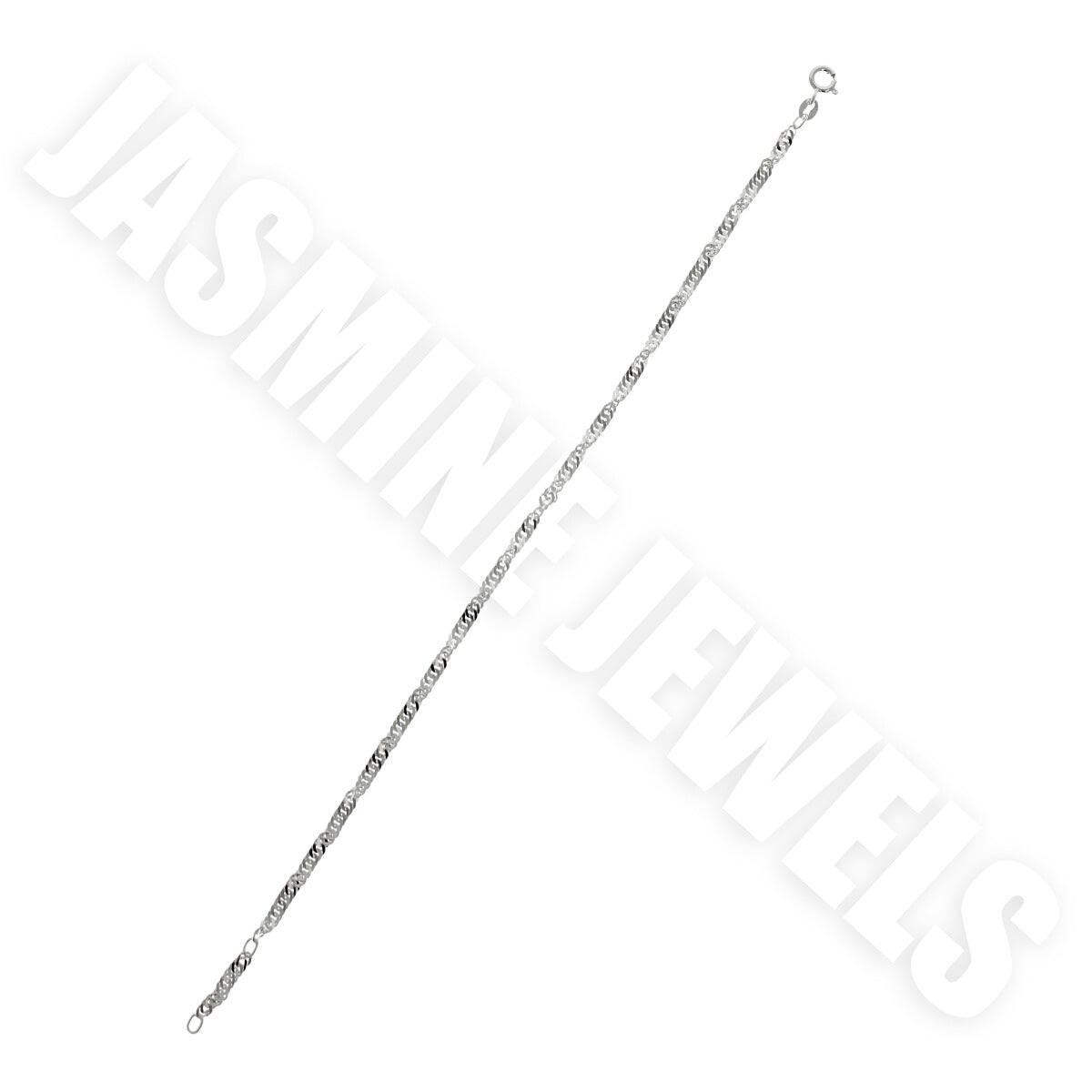 Hopeinen singapore nilkkaketju 3,3mm
