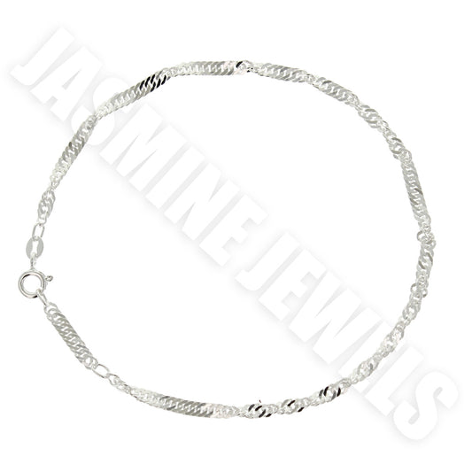 Hopeinen singapore nilkkaketju 3,3mm